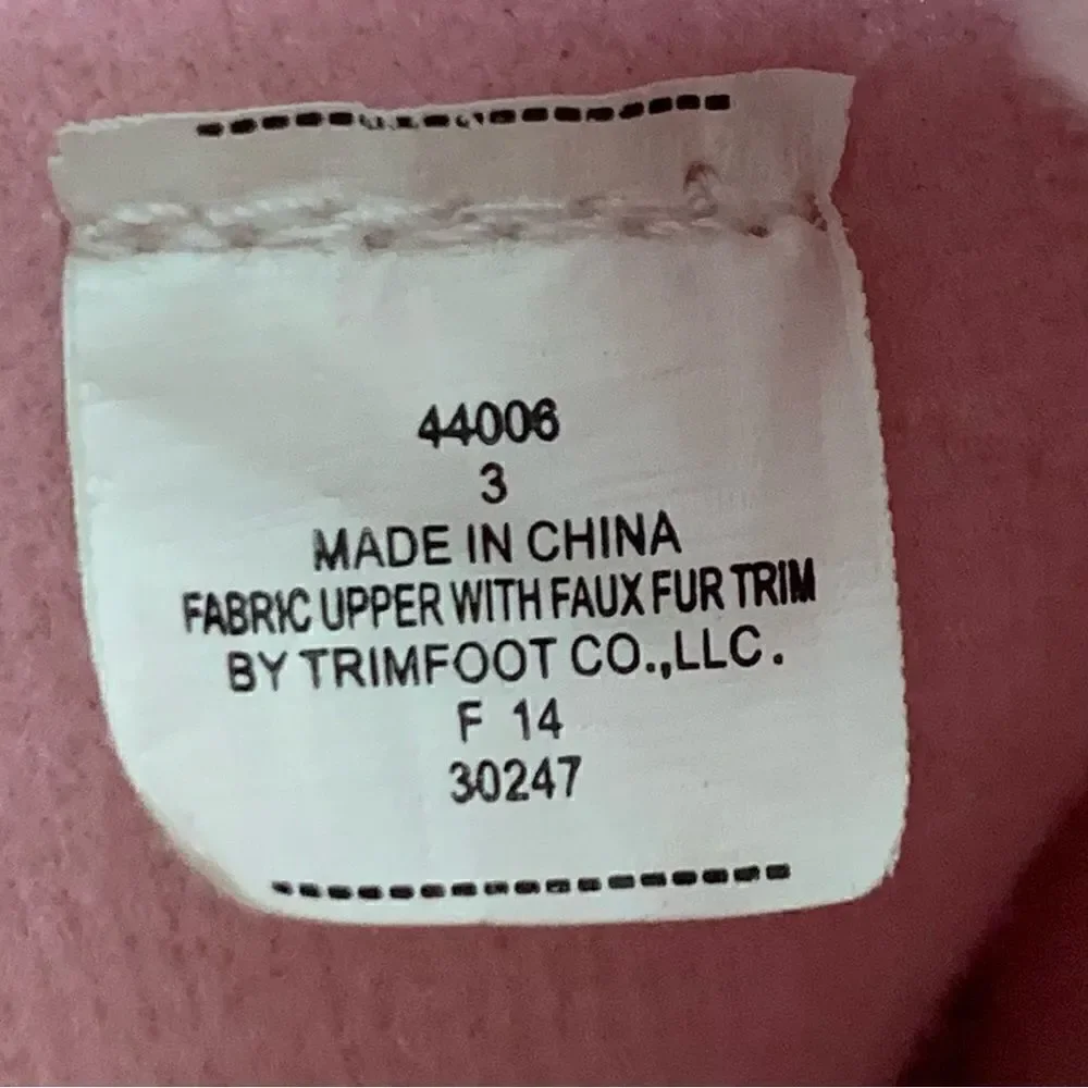 Trimfoot Baby Girl Size 3 Pink Faux Fur Boots
